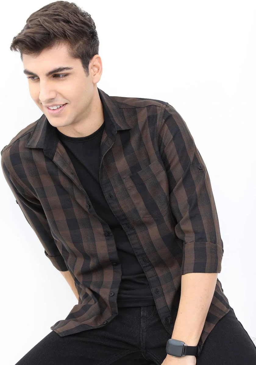 Highlander Men's Checked Slim Fit Shirt