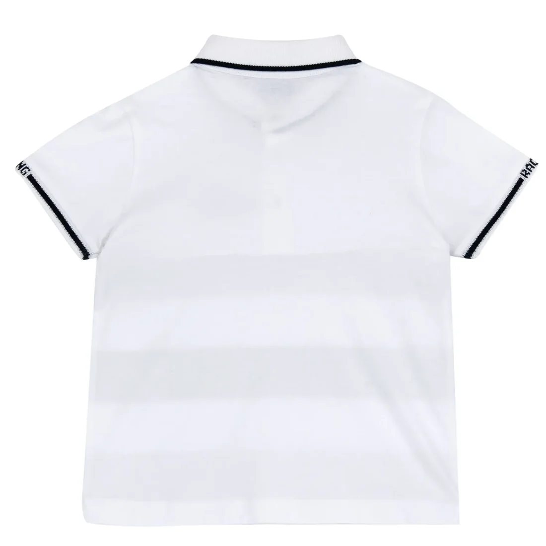 Boys White and Navy Blue Colorblocked Polo T-shirt