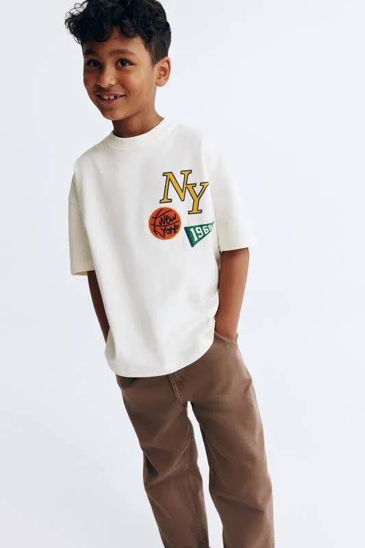 H&M Boys' Washed cotton twill Trousers