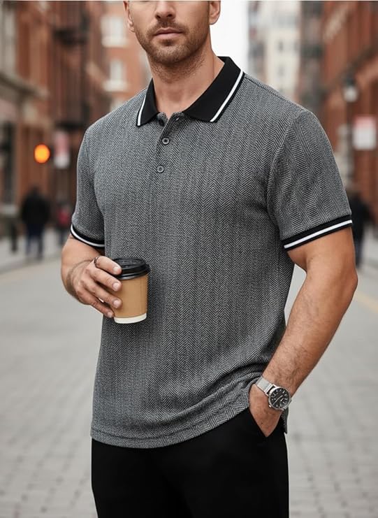 Mack Jonney Men's Premium Jacquard Polo T-Shirt