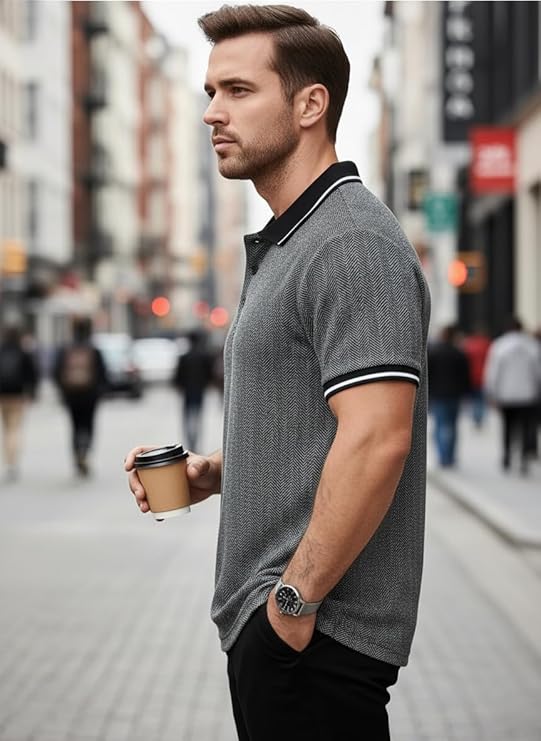 Mack Jonney Men's Premium Jacquard Polo T-Shirt